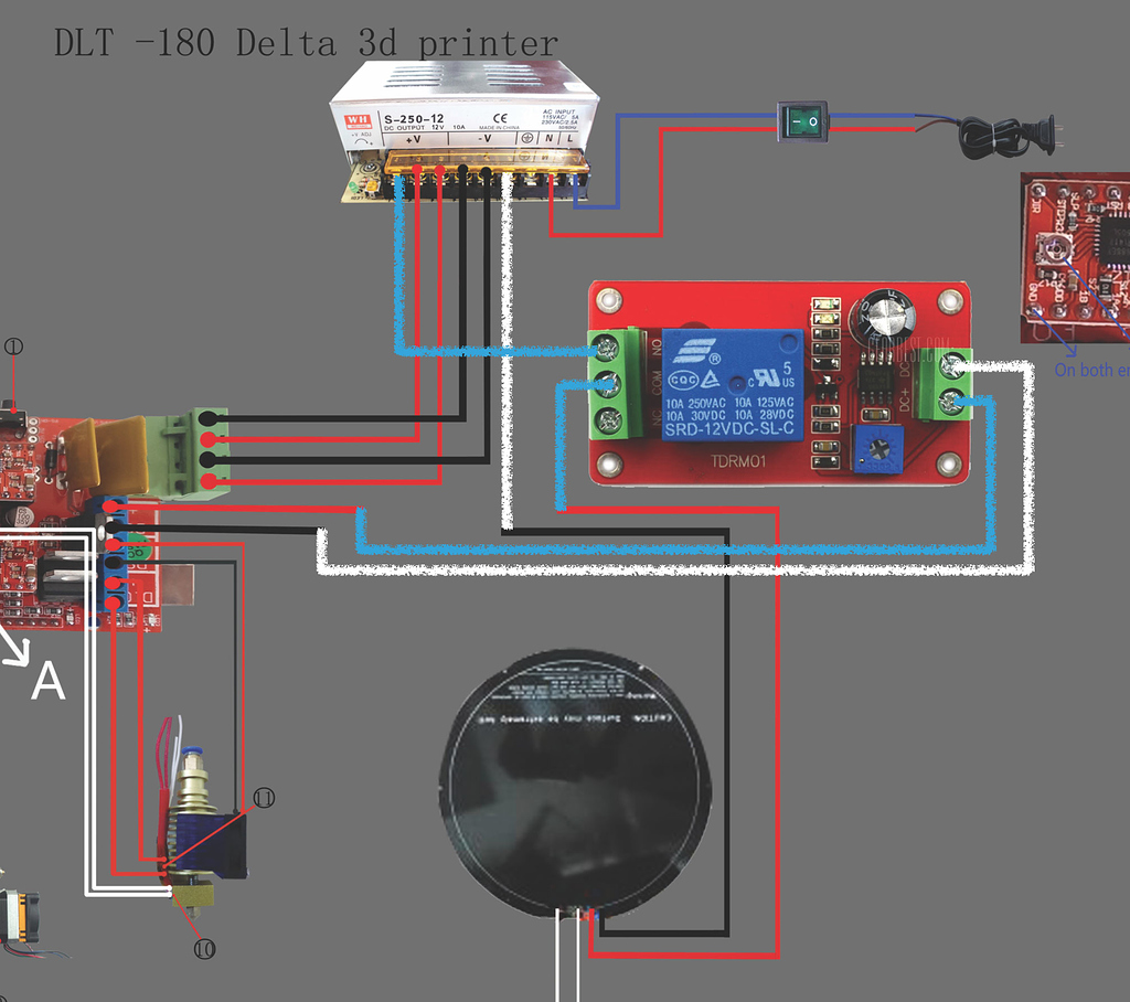 He3D Delta DLT 180 Heat Bed Relay Wiring 3D Printers Talk